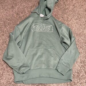 Nike Green Crewneck Sweater with Ribbed Cuffs